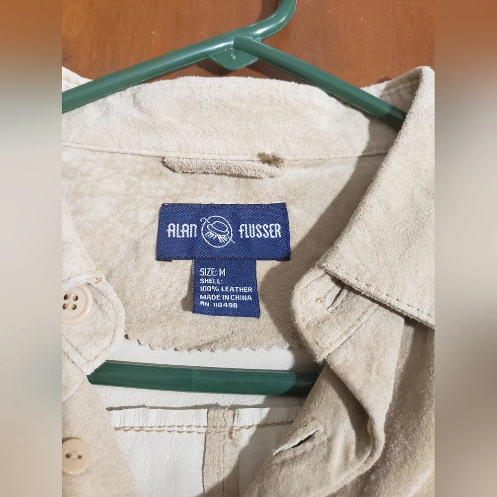 ALAN FLUSSER 100% Suede Men’s Shirt Medium Long Sleeve Button, New with Tags - Picture 4 of 13